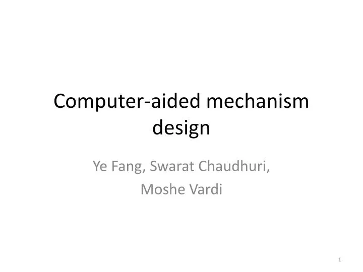computer aided mechanism design