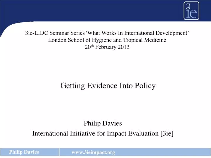 philip davies international initiative for impact evaluation 3ie
