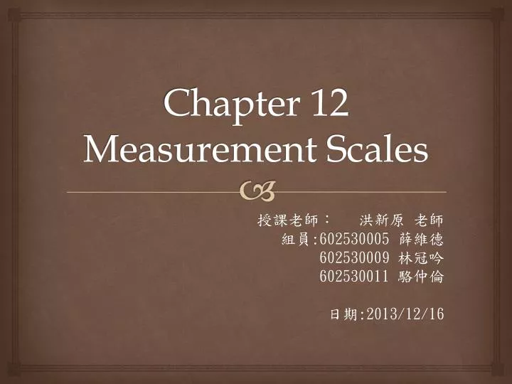 chapter 12 measurement scales