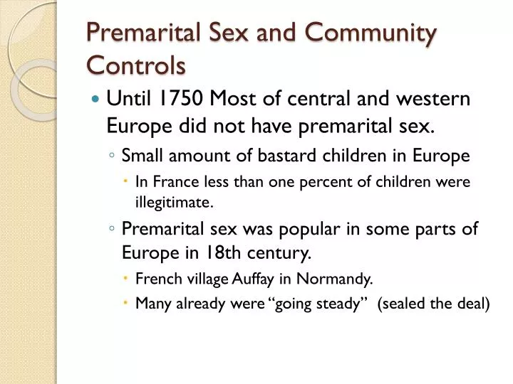 premarital sex and community controls