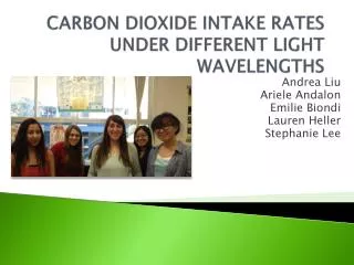 CARBON DIOXIDE INTAKE RATES UNDER DIFFERENT LIGHT WAVELENGTHS