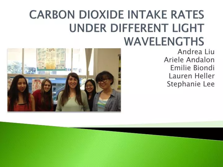 carbon dioxide intake rates under different light wavelengths