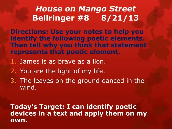 house on mango street bellringer 8 8 21 13