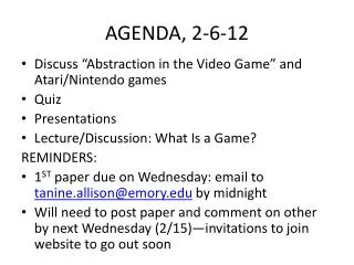 AGENDA, 2-6-12