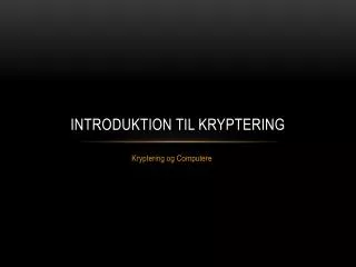 introduktion til kryptering