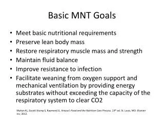 Basic MNT Goals