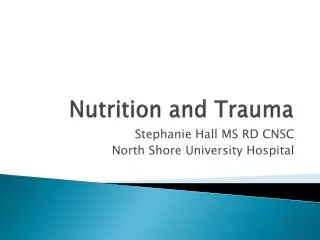 Nutrition and Trauma