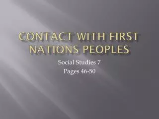 Contact with first nations peoples
