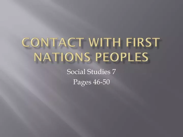 contact with first nations peoples