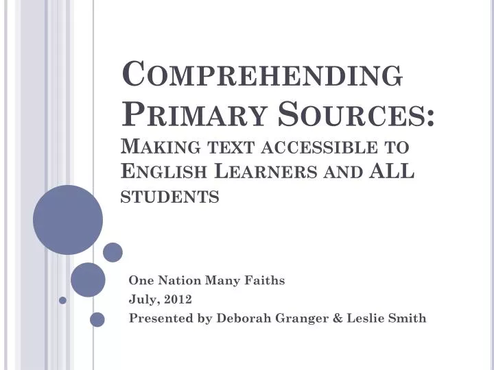 comprehending primary sources making text accessible to english learners and all students