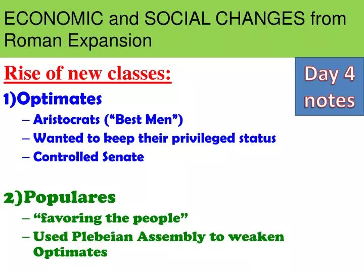 economic and social changes from roman expansion