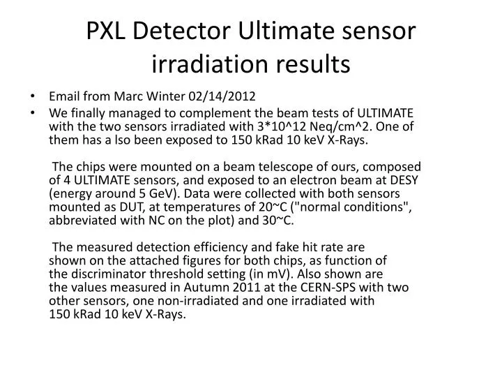 pxl detector ultimate sensor irradiation results