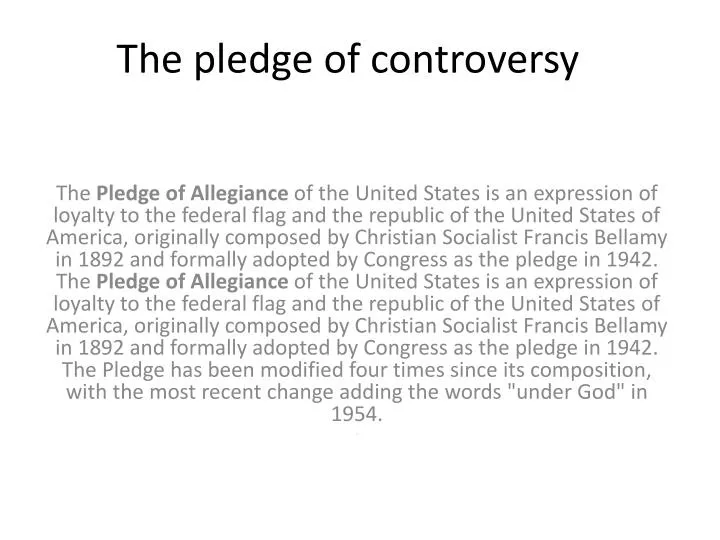 the pledge of controversy