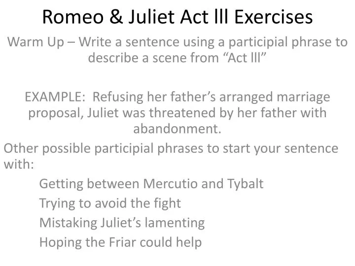 romeo juliet act lll exercises