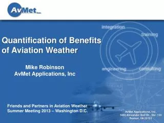Quantification of Benefits of Aviation Weather