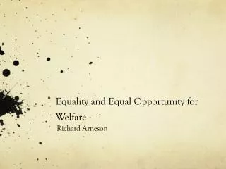 Equality and Equal Opportunity for Welfare
