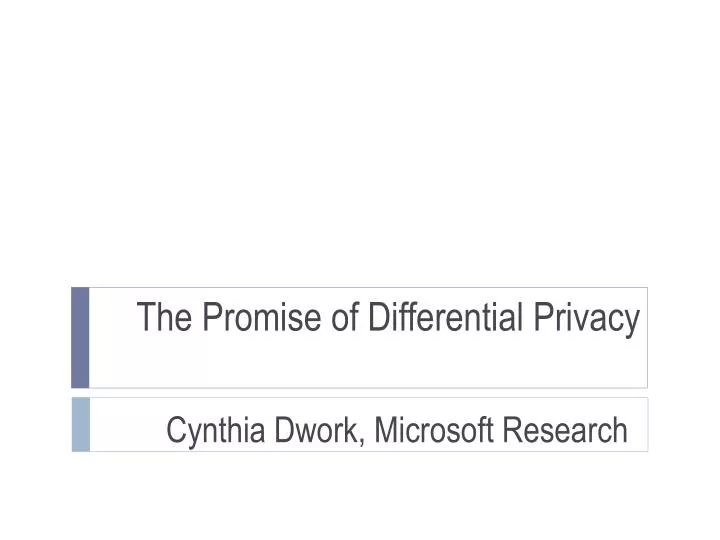 the promise of differential privacy