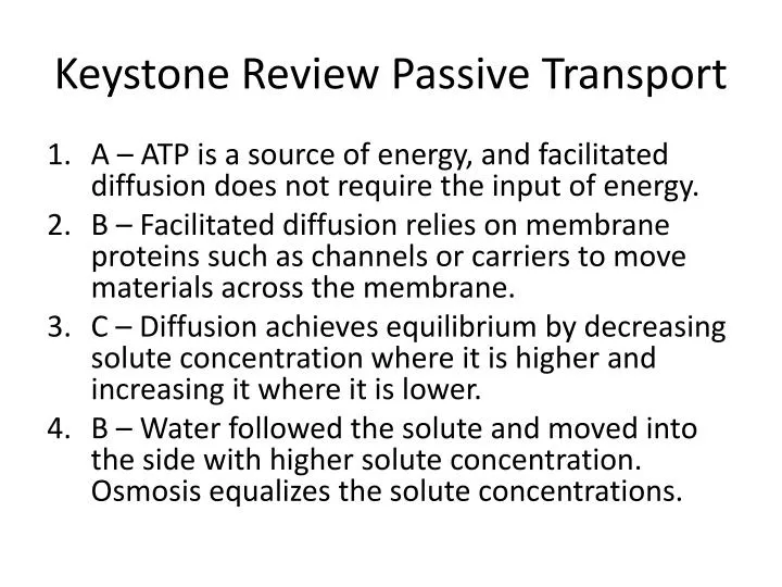keystone review passive transport