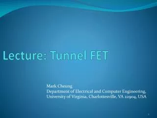 Lecture: Tunnel FET