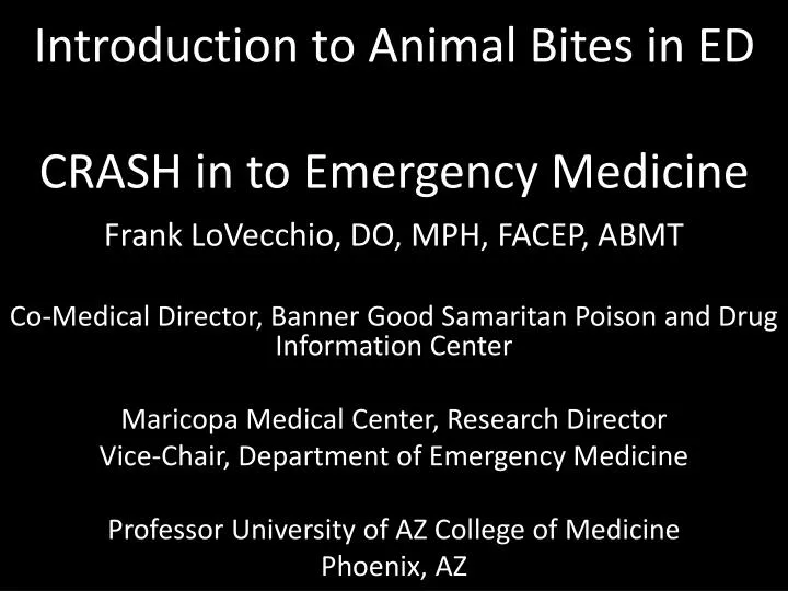 introduction to animal bites in ed crash in to emergency medicine