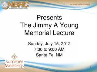 Presents The Jimmy A Young Memorial Lecture