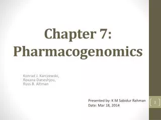Chapter 7: Pharmacogenomics
