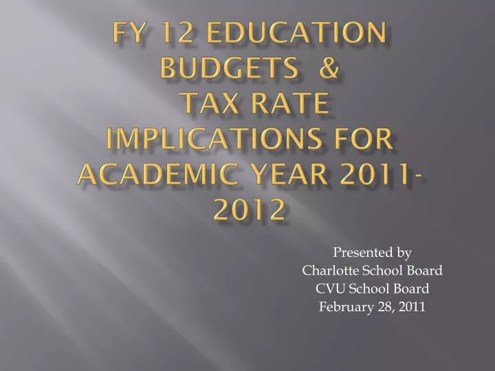 fy 12 education budgets tax rate implications for academic year 2011 2012