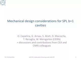 Mechanical design considerations for SPL b=1 cavities