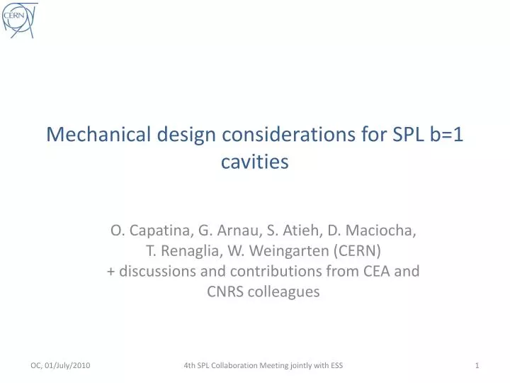 mechanical design considerations for spl b 1 cavities
