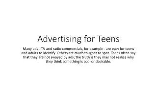 Advertising for Teens