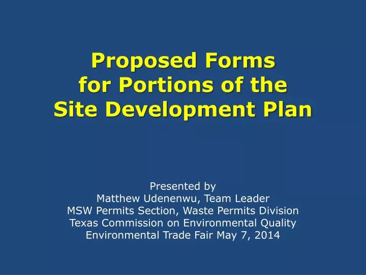 proposed forms for portions of the site development plan