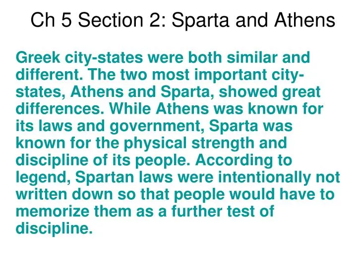 ch 5 section 2 sparta and athens