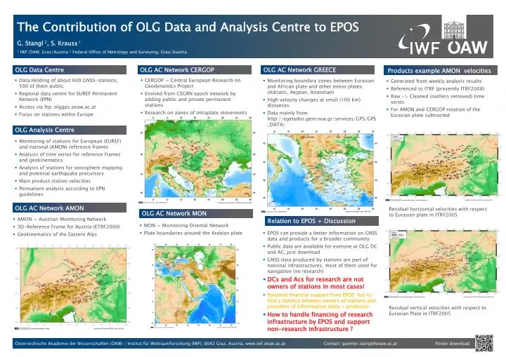 the contribution of olg data and analysis centre to epos