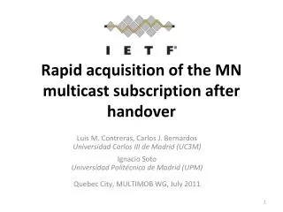 Rapid acquisition of the MN multicast subscription after handover