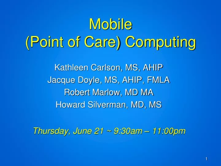 mobile point of care computing