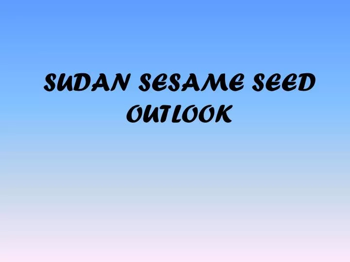 sudan sesame seed outlook