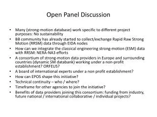 Open Panel Discussion