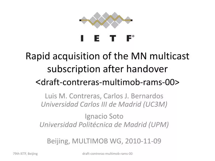 rapid acquisition of the mn multicast subscription after handover draft contreras multimob rams 00