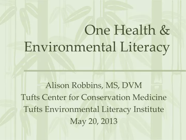 one health environmental literacy