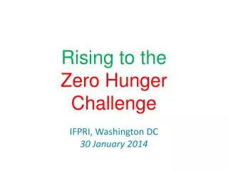 Rising to the Zero Hunger Challenge