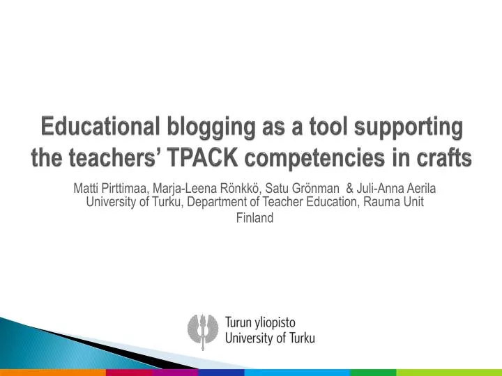 educational blogging as a tool supporting the teachers tpack competencies in crafts