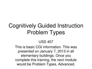 Cognitively Guided Instruction Problem Types