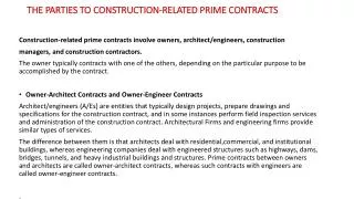 THE PARTIES TO CONSTRUCTION-RELATED PRIME CONTRACTS