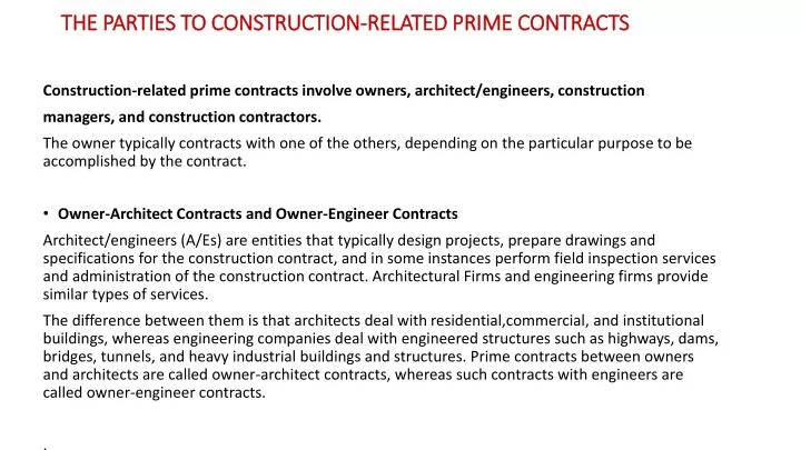 the parties to construction related prime contracts