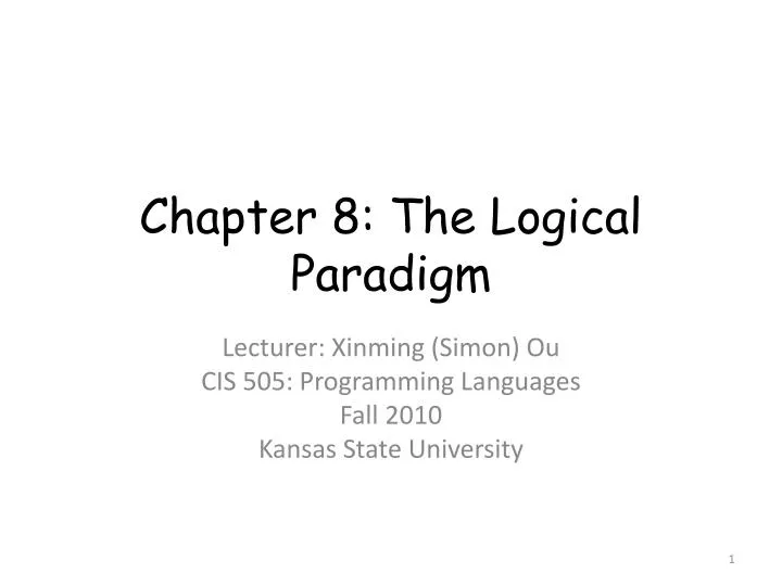chapter 8 the logical paradigm
