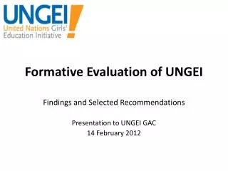 Formative Evaluation of UNGEI