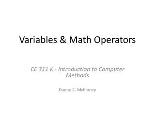 Variables &amp; Math Operators