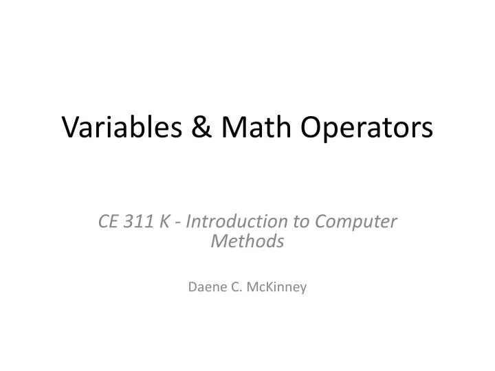variables math operators
