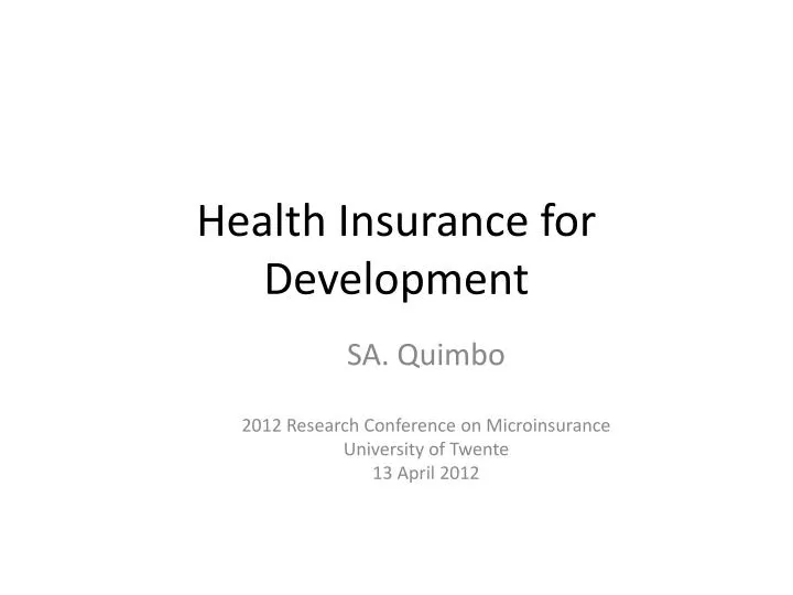 health insurance for development