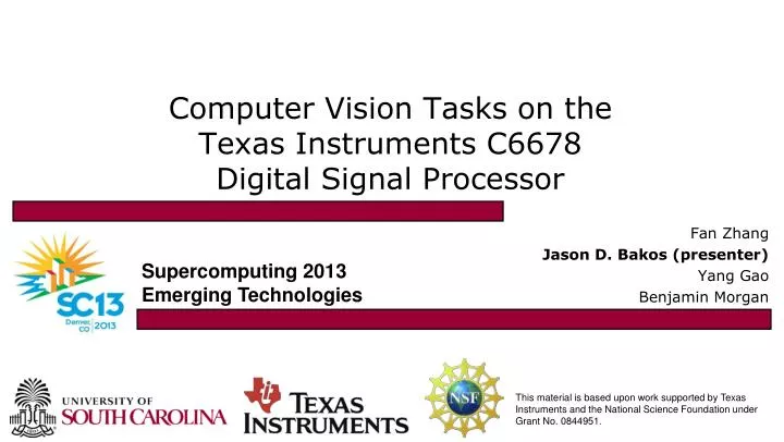 computer vision tasks on the texas instruments c6678 digital signal processor